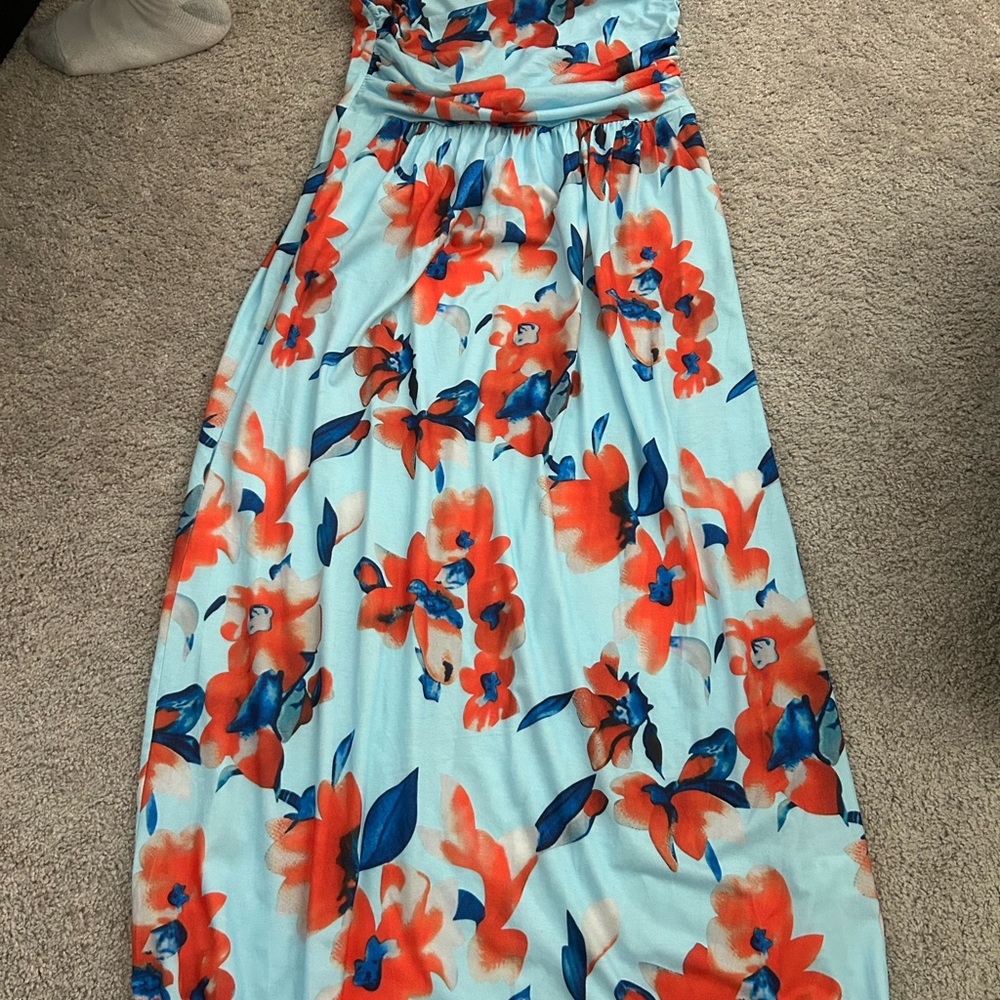Grace Karin Blue and Red Floral Dress